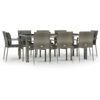 vidaXL Garten-Essgruppe 9-tlg. Grau