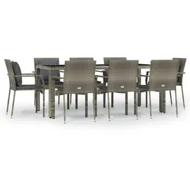 vidaXL Garten-Essgruppe 9-tlg. Grau