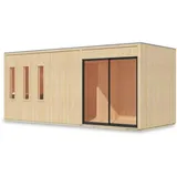 Karibu Design Saunahaus Monterey Blackline - 73 mm naturbelassen Ohne Terrasse Ohne Ofen inkl. 10-teiligem gratis Saunaset im Wert von 232,94 €