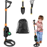 Metalldetektor Kinder Metalldetektoren Set bis 13cm Tief inkl. Schaufel & Fünfzahnegge & Tragetasche Metalldetektor Metallsuchgerät mit LCD-Displ...