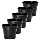 Garronda Blumentopf Kunststoff rund Pflanztopf Kräutertopf Anzuchttopf einzeln 5er Pack 10er 20er Pack GD-0025 5 Stück - Schwarz - ⌀ 23cm H=18,1cm