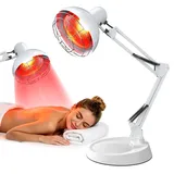 Zrwuldu 100-W Rotlichtlampe, 10 Einstellbarer Temperatur, Wärmelampe mit Timer (5–60 Minuten), um 180° Schwenkbarer Halter und Höhenverstellbar für Gesicht & Körper