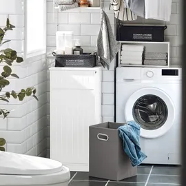 SoBuy Wäscheschrank mit ausklappbarem Wäschetruhe Holz, Weiß
