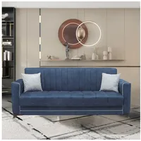 gowoll 3-Sitzer Sofa mit Schlaffunktion und Stauraum Schlafsessel Gästebett blau