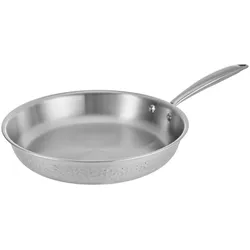Bratpfanne RESTO KITCHENWARE "Crater Pfanne aus Tri-Ply (Edelstahl + Aluminium + Edelstahl) ofenfest", silber (silberfarben), H:5,5cm L:30cm Ø:28cm, Pfannen, Energieeinsparung 25% durch die dreilagige Basis