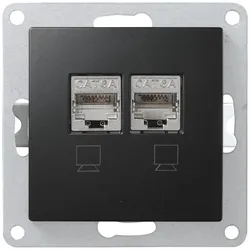 Netzwerk-Dose McPower ''Flair'' CAT6A, UP, matt schwarz, vollgeschirmt