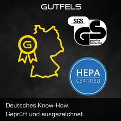 GUTFELS Luftreiniger für Wohnung, 7-Fach-Filtertechnologie, HEPA-13-Filter, inkl. Fernbedienung, für zu 40m2 Raumgröße, LR 67014 we