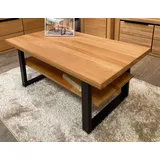 Couchtisch Kernbuche Massiv geölt 115x65cm Metallgestell schwarz Tisch