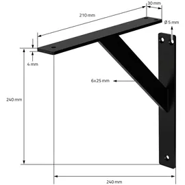 ML-Design Regalträger, Schwarz, Metall, 24x3x24 cm, Wohnzimmer, Regale, Wandregale