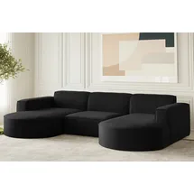 Fun Möbel Wohnlandschaft U-Form Sofa PALMA in Stoff Opera Velvet Schwarz