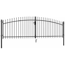 vidaXL Doppelflügel Gartentor 400 x 150 cm Schwarz/pulverbeschichtet