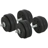 HOMCOM 30KG Hantelset Kurzhantel Set mit Hantelscheiben für Krafttraining Büro Zuhause Fitnessstudio PU Stahl Schwarz
