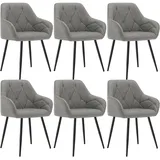 WOLTU Esszimmerstühle 6er Set, für Esszimmer Wohnzimmer, ergonomische Küchenstühle gepolstert mit Armlehnen, Metallbeinen, Sitzfläche aus Vintage-Kunstleder,Dunkelgrau