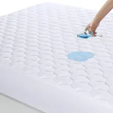 Utopia Bedding Gesteppte wasserdichte Matratzenauflage 150 x 200 cm, Matratzenauflage, Wasserdichter Matratzenschoner, Dehnbar Auf 38 cm (weiß)