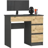Akord Pc-schreibtisch Akord A7 Graphitgrau, Eiche Artisan B90 x H77 x T50 cm