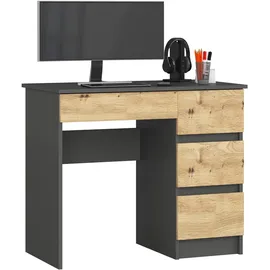 Akord Pc-schreibtisch Akord A7 Graphitgrau, Eiche Artisan B90 x H77 x T50 cm
