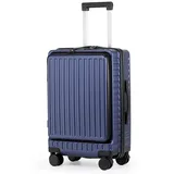 TAN.TOMI Handgepäckkoffer Business-Trolley für Flugzeug, PC Hartschalenkoffer mit Laptopfach, 4 Rollen, Reisetrolley Hartschalenkoffer mit TSA-Schloss blau 56 cm