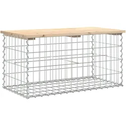 DELUKE® Gartenbank Gabionen BIKS aus Stahl 83x44x42cm Kiefernholz Natur Gabionenbank Gartentisch aus Gabionen Steinkorb Gabionengitter