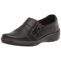 Clarks Damen Cora Harbor Loafer, schwarzes Leder, 39.5 EU Weit - 39.5 EU Weit