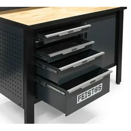 feistos Werkbank Holz/Metall/Stahl schwarz 124 kg
