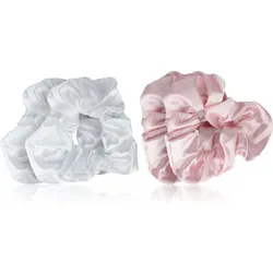 Brushworks Satin Scrunchies Pink & White Haargummis