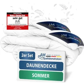 DormiGood | Premium Daunendecke | 2er Set 155x220 cm | Sommerdecke | 100% Daunen | Bettdecke | 155x220 | Sommerbett | Sommer | Leicht | Dün... | Weiß