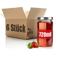 BigDean 6 Stück 720ml Einmachgläser mit silbernem Schraubdeckel –