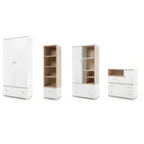 Deine Möbel 24 Babyzimmer-Komplettset OKTAVIA A Kinderzimmer-Set mit Wickelkommode Wickeltisch, (Set (1+2+3+4+5) Kommode Kleiderschrank Regal, 4-tlg., OKTAVIA Kollektion Wickelaufsatz optional), Weiß Eiche Babyzimmer Kinderzimmer weiß