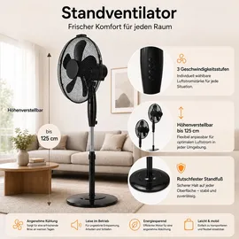 V-Tac Standventilator 125 cm höhenverstellbar Schwarz