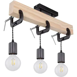 GLOBO Holzleuchte 3-flg. 39 cm schwarz Holz Metall