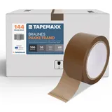 FYBR TAPEMAXX 144 Rollen Paketband Paketklebeband Klebeband Packband Braun Set Leicht Abrollend 48 mm x 66 m - Paket Päckchen Kiste Umzugskarton zukleben