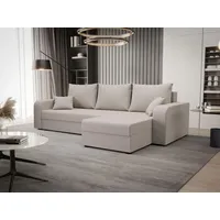 BEDANTE ECKSOFA HEWLET L BIS Cosmic 10 Rechts Beige mit Schlaffunktion L-Form Sofa mit Stauraum Bettkasten Wohnzimmersofa Couch Sofa Bettsofa Bettk... - Beige