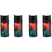 4er KO-Spray 40ml Breitstrahl KO 007 CS Gas Paralisant KO Spray 007 Tränengasspray Verteidigungsspray gegen Menschen BKA17r Eintragung (4 Stück)