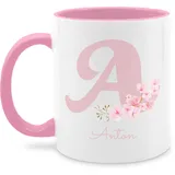 Tasse Tassen 325ml - Anfangsbuchstabe Name - Personalisierte Geschenke mit Anfangsbuchstaben I Geschenkideen mit Namen - 325 ml - Rosa - buchstabentasse buchstaben buchstabe mug namenstasse