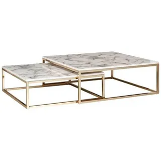 Wohnling Couchtisch Marmoroptik ca. 75x75x27 cm Gestell Gold