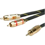 Roline Gold Audiokabel 3,5mm-Klinken-Stecker Stereo / 2x Cinch-Stecker schwarz / gold 5m