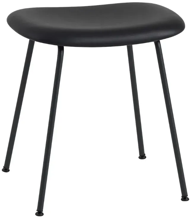 Muuto Fiber Stool, tube base, refine leder schwarz / schwarz