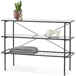 Tchibo - Konsole - 120x39,5x85cm - schwarz - Stahl / Glas / Glas