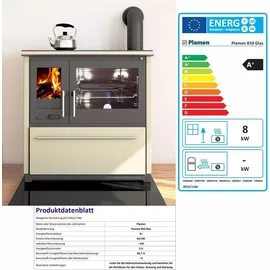 Plamen Küchenofen 850 Glas N creme 8 kW (rechte Ausführung)