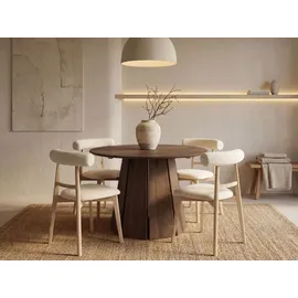 WFL GROUP Runder Ausziehtisch 100-180 x 76 cm dunkelbraun