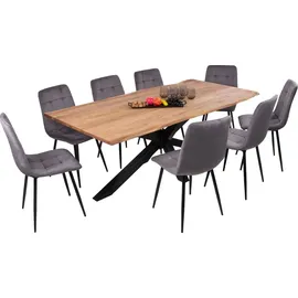 Sam Esstisch Baumkante massiv Akazie eichefarben 140 x 80 cm Spider-Gestell schwarz Derek