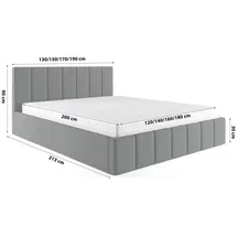 FEDVE Polsterbett Doppelbett Pesaro Bett Bettkasten 140x200 cm, Schlafzimmer, Betten, Polsterbetten