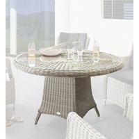 Destiny Gartentisch Luna 100 cm Vintage Weiß Tisch Polyrattan Geflechttisch