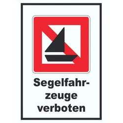 Segelboote verboten Symbol und Text Segeln verboten A4 (210x297mm)