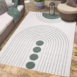 Outdoorteppich CARPET CITY "DUO RUG 5739", grün, B:200cm H:5mm L:290cm, Obermaterial: 100% Polypropylen, Teppiche, Wendeteppich Wetterfest In- & Outdoor, Balkon, Terrasse, Wohnzimmer