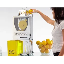 Frucosol elektr. Orangenpresse F Compact für 10-12 Orangen/Min. mit 3 Früchte-Zulauf Saftpresse Entsafter Edelstahl Powerfresh