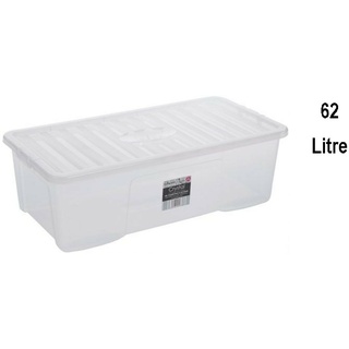 5 x Wham"CRYSTAL BOX" met gesloten deksel, 62 liter/79,5 x 39,5 x 25 cm/ transp.