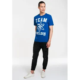 LOGOSHIRT T-Shirt "Team Sheldon", Herren, Gr. S, blau, 100% Baumwolle, bedruckt, normal, Rundhals, Shirts T-Shirt, mit großem Frontprint