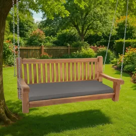 CLP Schaukelbank wetterfest Joyce mit Sitzkissen, robust massiv Teakholz, mit Armlehne und Ketten, Gartenbank für Terrasse und Balkon