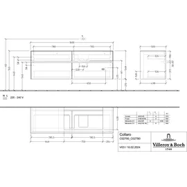 Villeroy & Boch V&B Waschtischunterschrank Collaro 160x54,8x50cm, WT r, LED 12W, Ariz. Oa